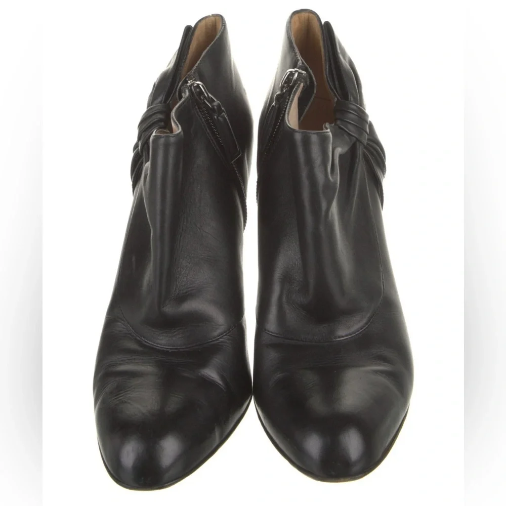 Valentino Garavani Black Leather Bow Accents High Heeled Ankle Booties Size 38 - Picture 3 of 13